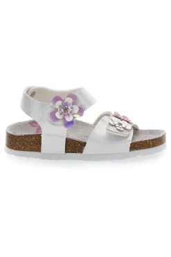 Sandali Bianchi con Glitter e Strappi In Velcro Pitt Kids 14417