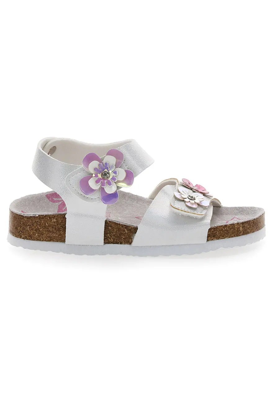 Sandali Bianchi con Glitter e Strappi In Velcro Pitt Kids 14417