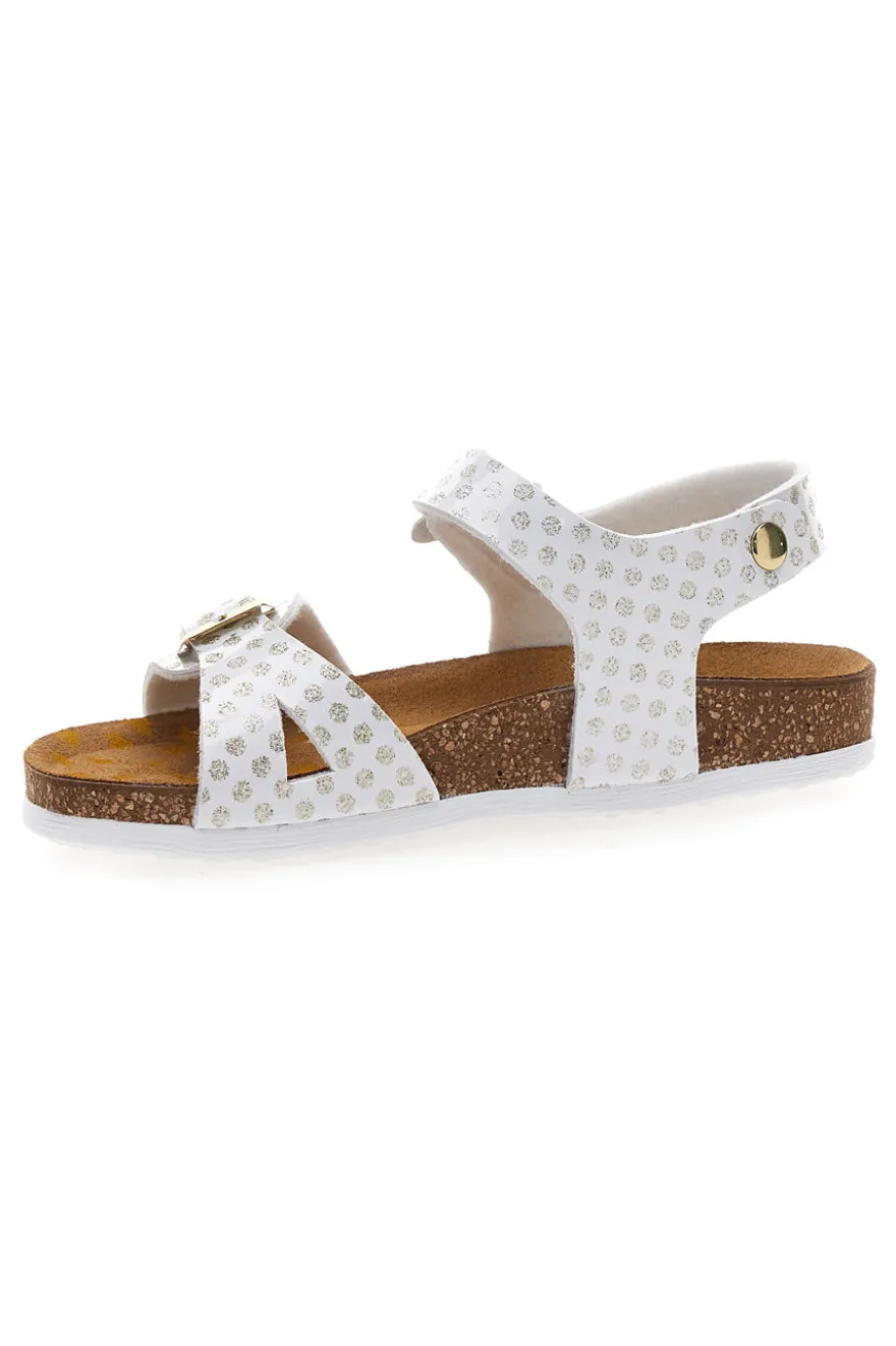 Sandali bianchi con glitter e doppia fibbia PITTARELLO BIO 257A084SR