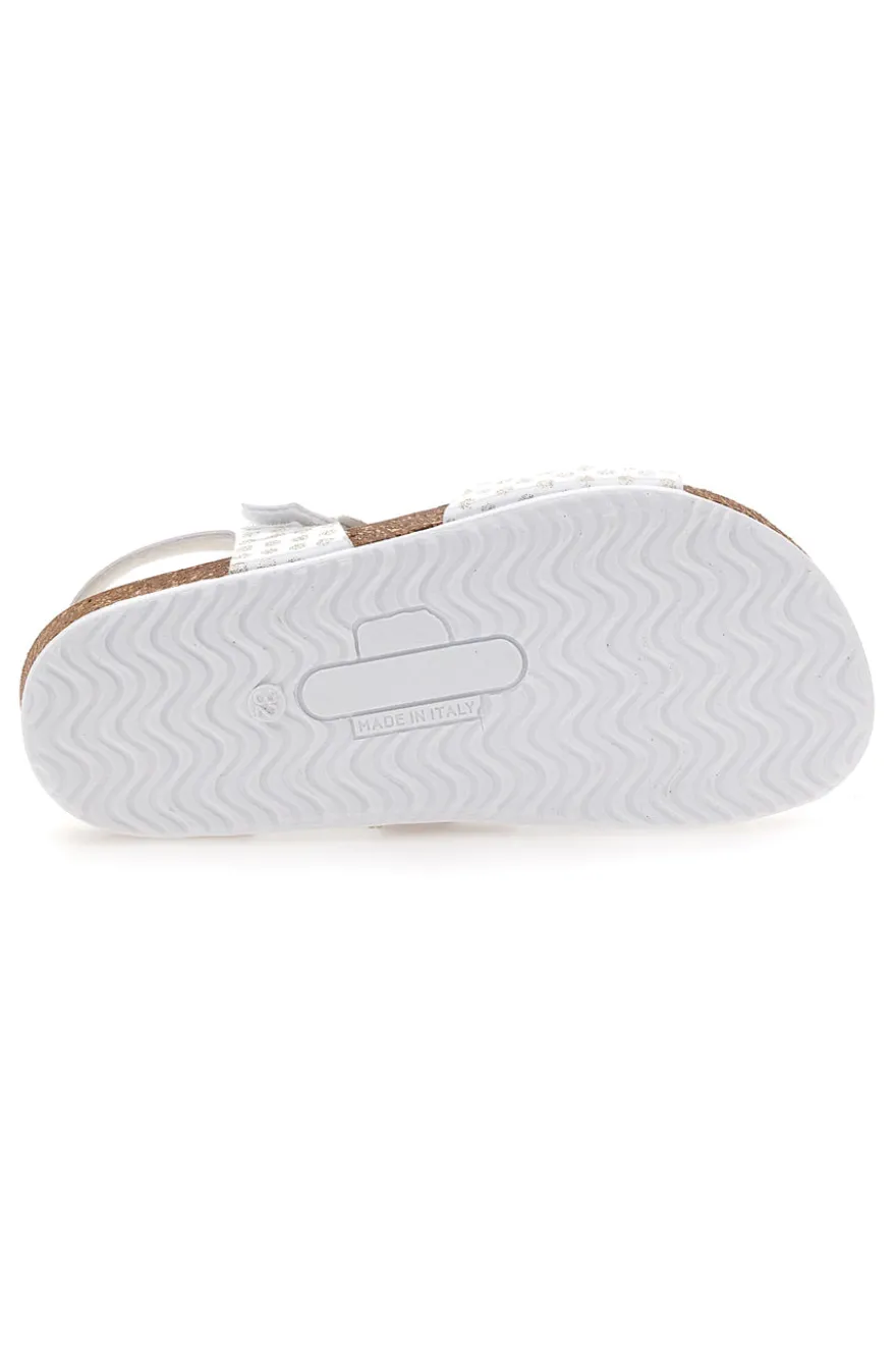 Sandali bianchi con glitter e doppia fibbia PITTARELLO BIO 257A084SR
