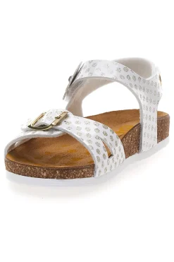 Sandali bianchi con glitter e doppia fibbia PITTARELLO BIO 257A084SR