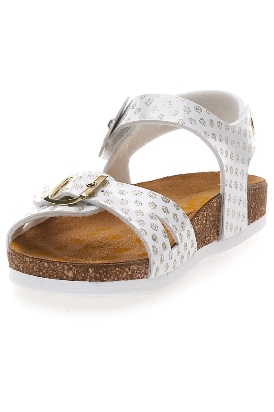 Sandali bianchi con glitter e doppia fibbia PITTARELLO BIO 257A084SR