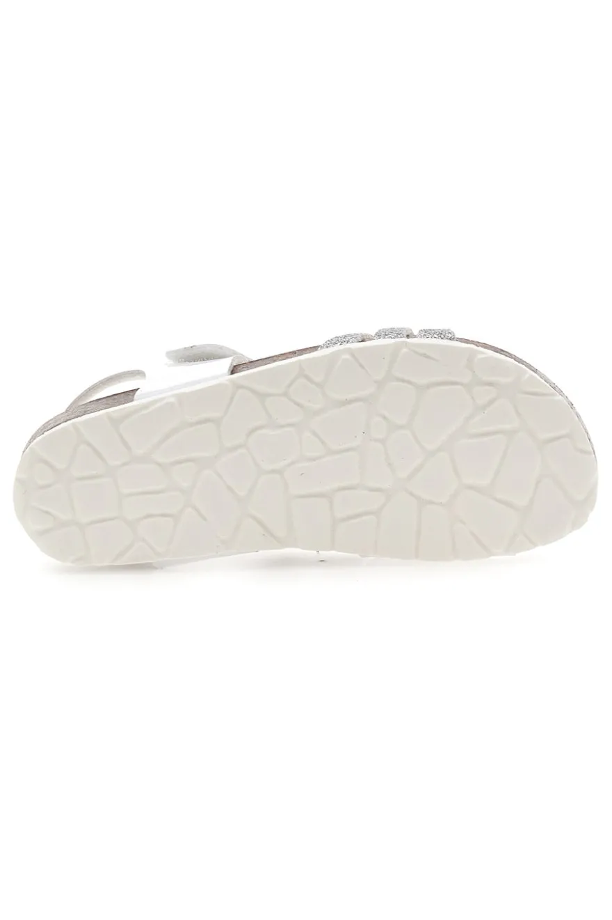 Sandali bianchi con glitter e chiusura a strappo Pitt Kids 45260TWV