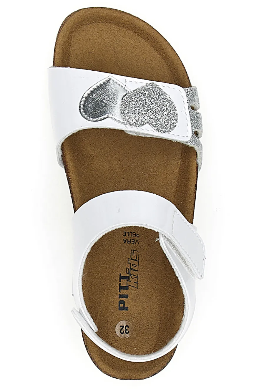 Sandali bianchi con glitter e chiusura a strappo Pitt Kids 45260TWV