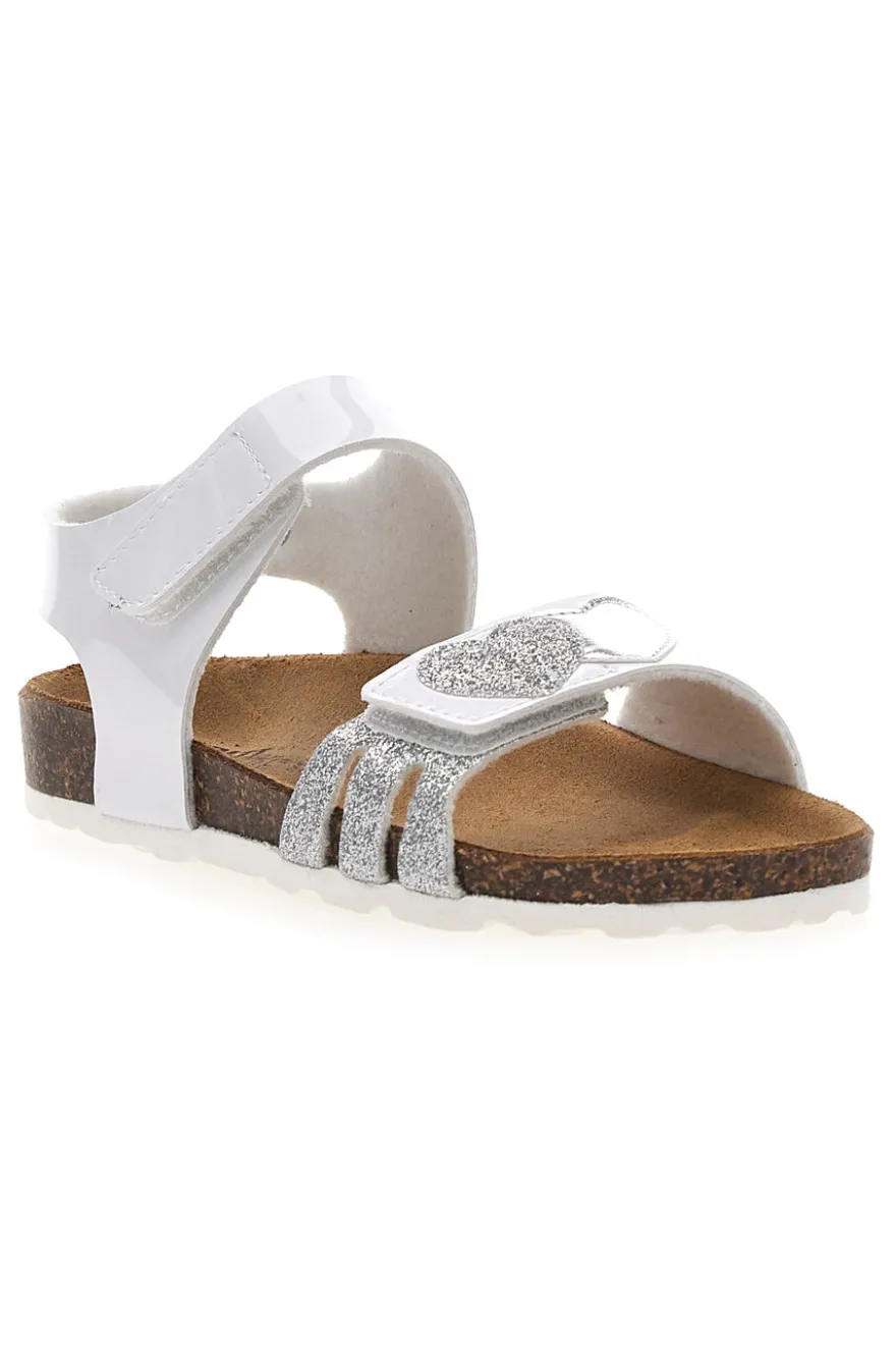 Sandali bianchi con glitter e chiusura a strappo Pitt Kids 45260TWV