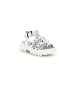 Sandali bianchi con glitter e borchie Laura Biagiotti 9021C9767