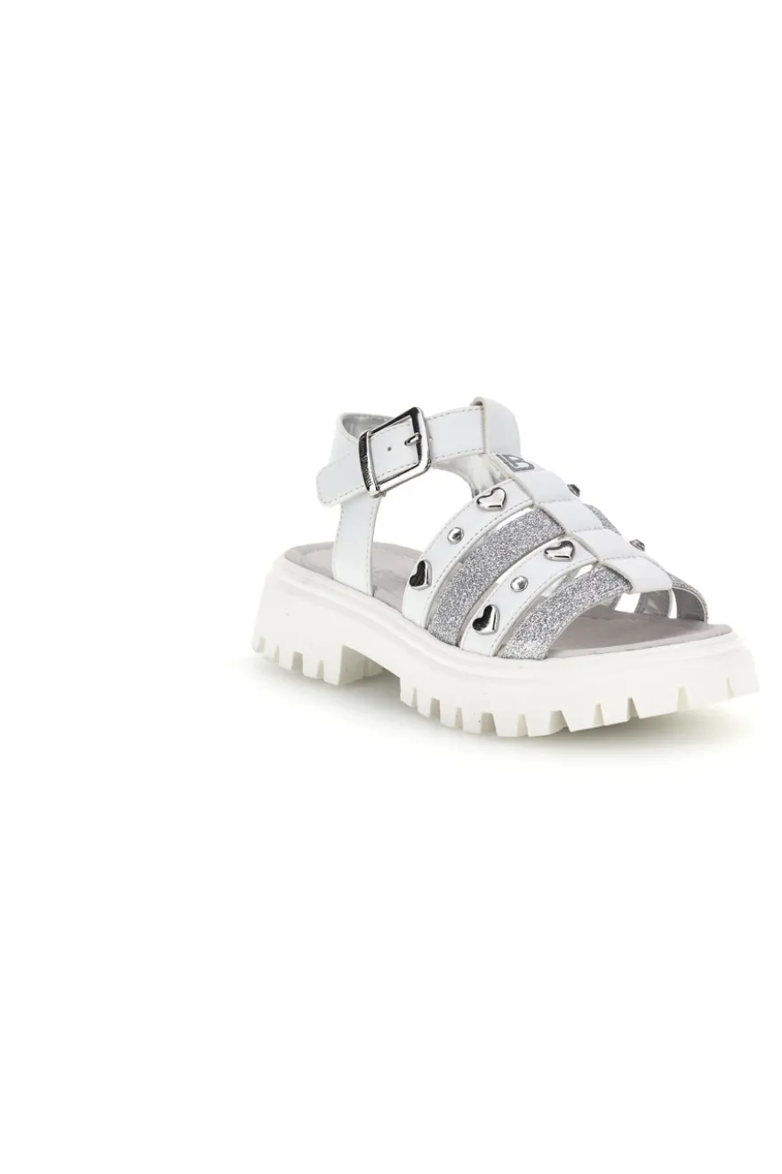 Sandali bianchi con glitter e borchie Laura Biagiotti 9021C9767
