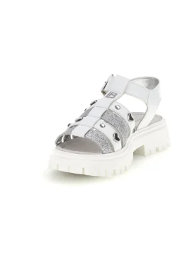 Sandali bianchi con glitter e borchie Laura Biagiotti 9021C9767