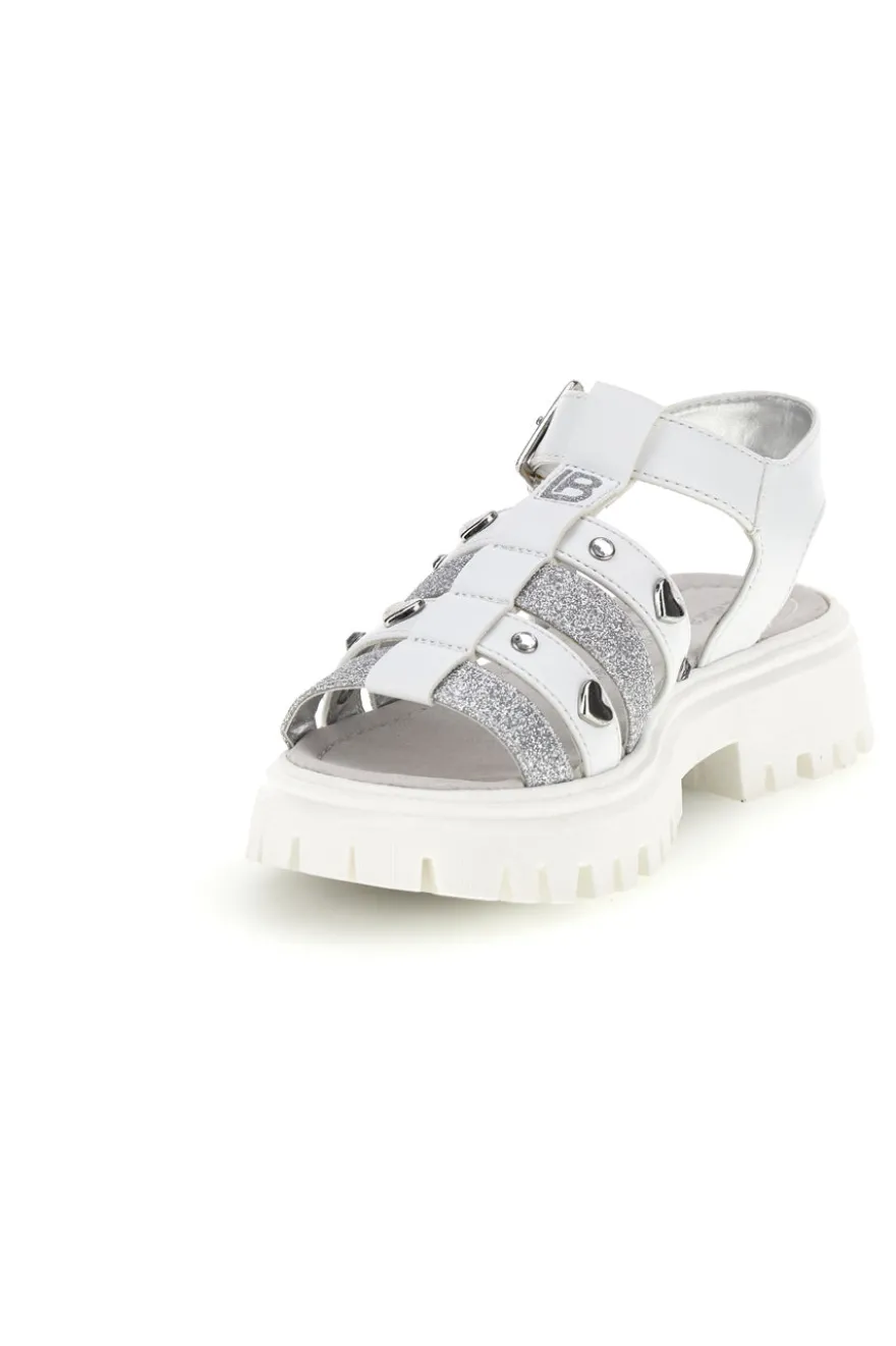 Sandali bianchi con glitter e borchie Laura Biagiotti 9021C9767