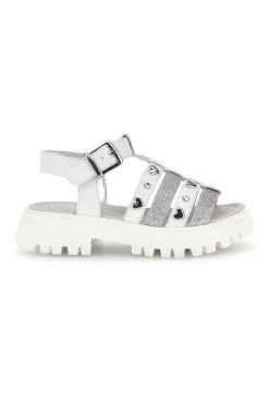 Sandali bianchi con glitter e borchie Laura Biagiotti 9021C9767