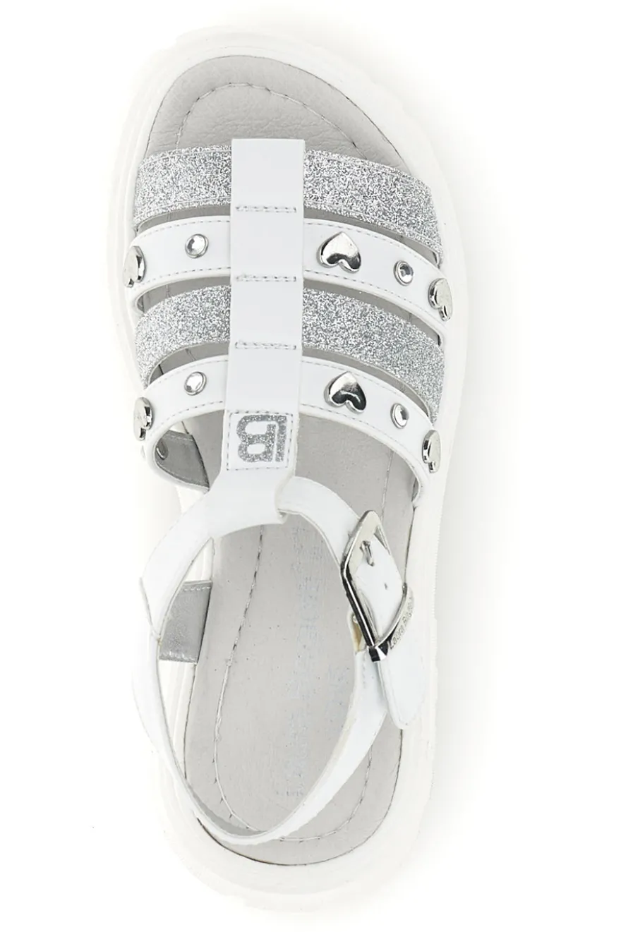 Sandali bianchi con glitter e borchie Laura Biagiotti 9021C9767