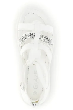 Sandali bianchi con morsetto e cerniera Grazie girl 14355