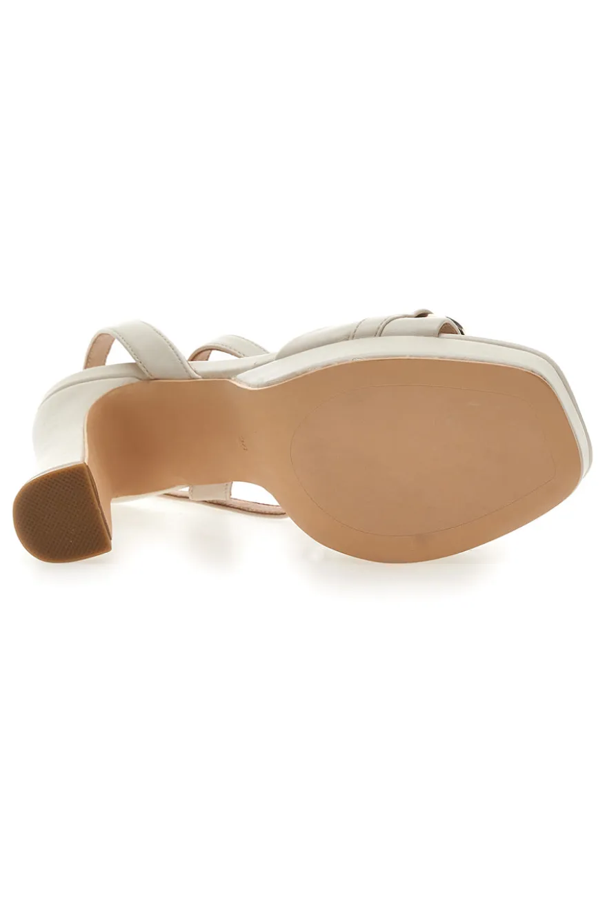Sandali Bianchi con Plateau e Tacco Alto e Dettaglio Dorato Mon Dieu B075Q82