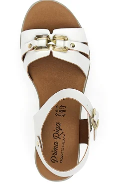 Sandali bianchi con platform e fibbia dorata Prima Riga 5