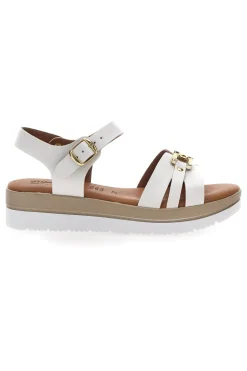 Sandali bianchi con platform e fibbia dorata Prima Riga 5