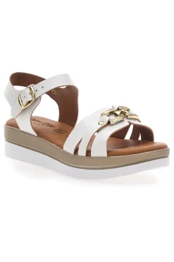 Sandali bianchi con platform e fibbia dorata Prima Riga 5