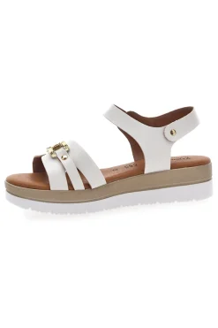 Sandali bianchi con platform e fibbia dorata Prima Riga 5