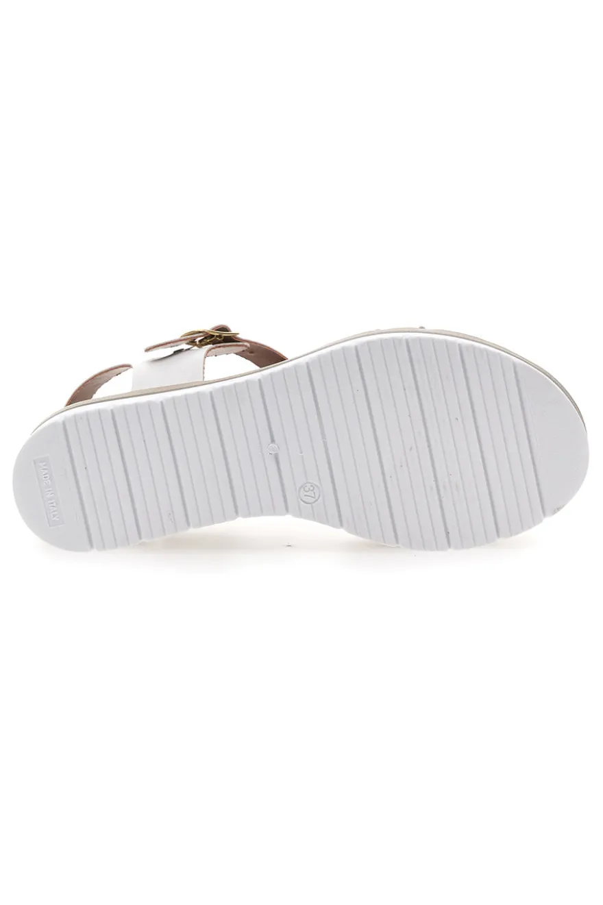 Sandali bianchi con platform e fibbia dorata Prima Riga 5
