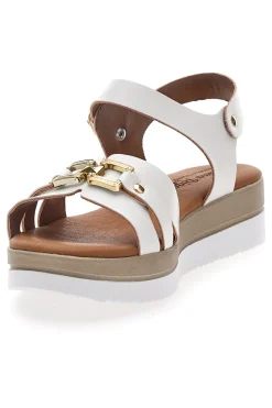 Sandali bianchi con platform e fibbia dorata Prima Riga 5