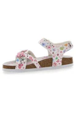 Sandali bianchi con stampa floreale e strappo Pitt Kids 14407