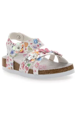 Sandali bianchi con stampa floreale e strappo Pitt Kids 14407