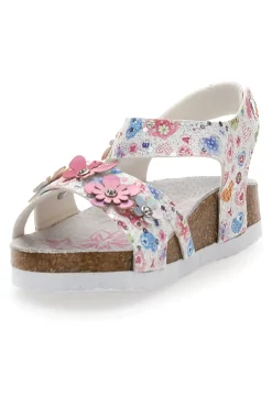 Sandali bianchi con stampa floreale e strappo Pitt Kids 14407