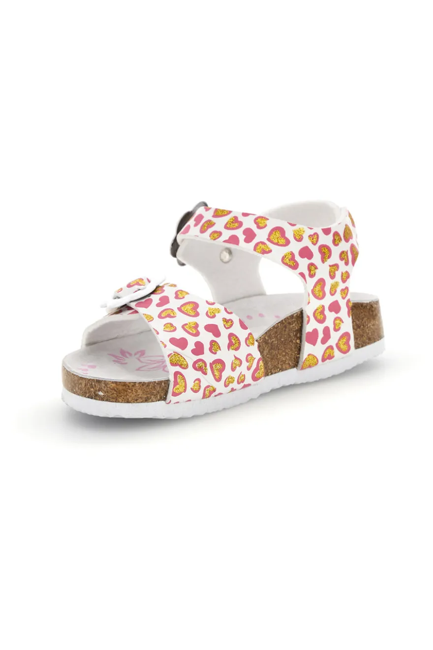 Sandali Bianchi con Stampa Cuori Pitt kids 14611