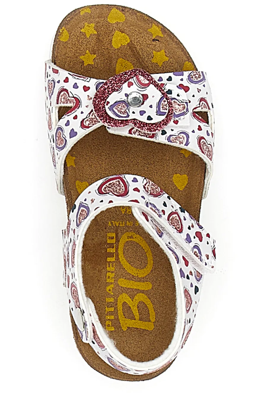 Sandali bianchi con stampa cuori Pittarello Bio 257A745SR