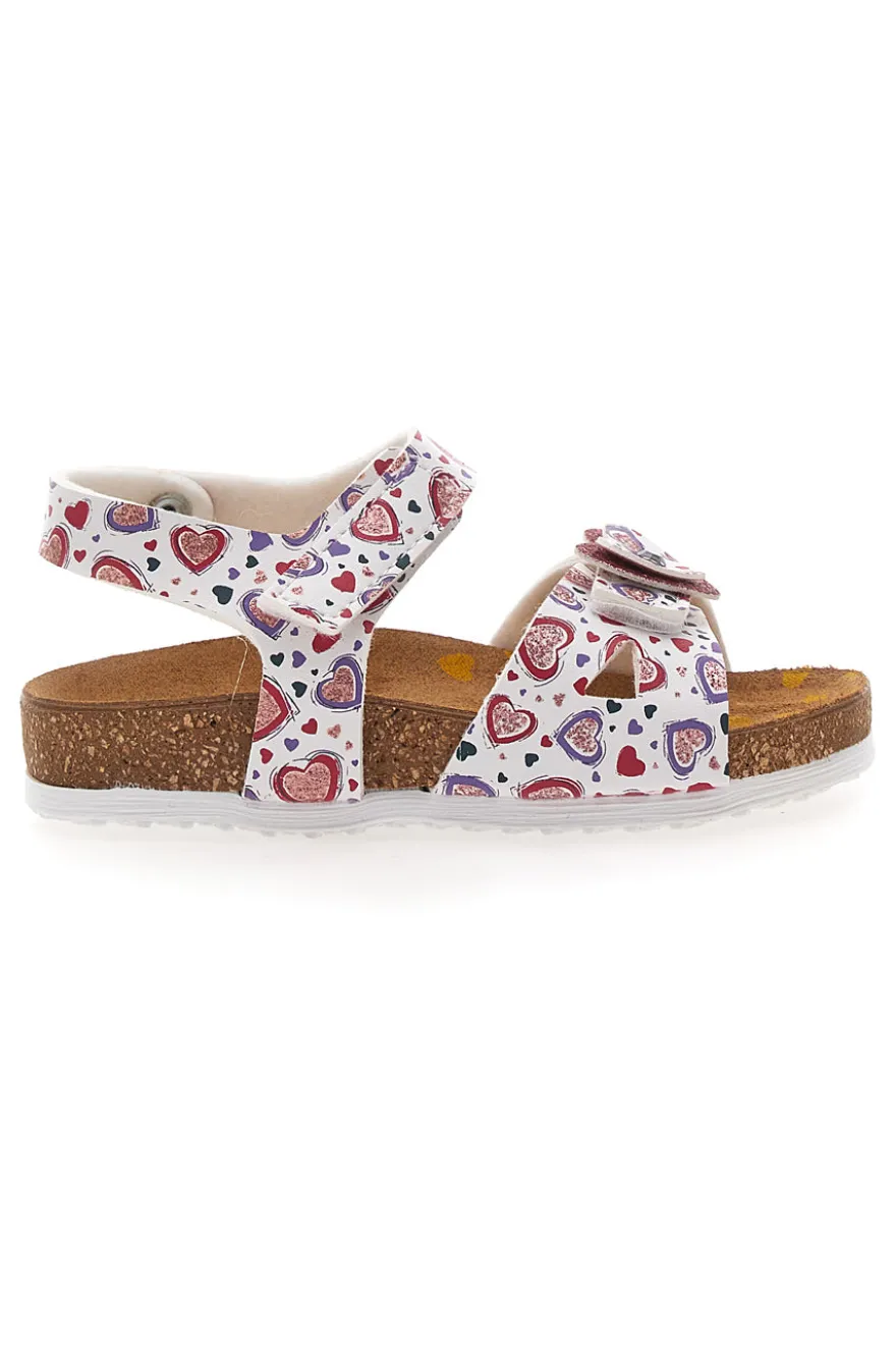 Sandali bianchi con stampa cuori Pittarello Bio 257A745SR