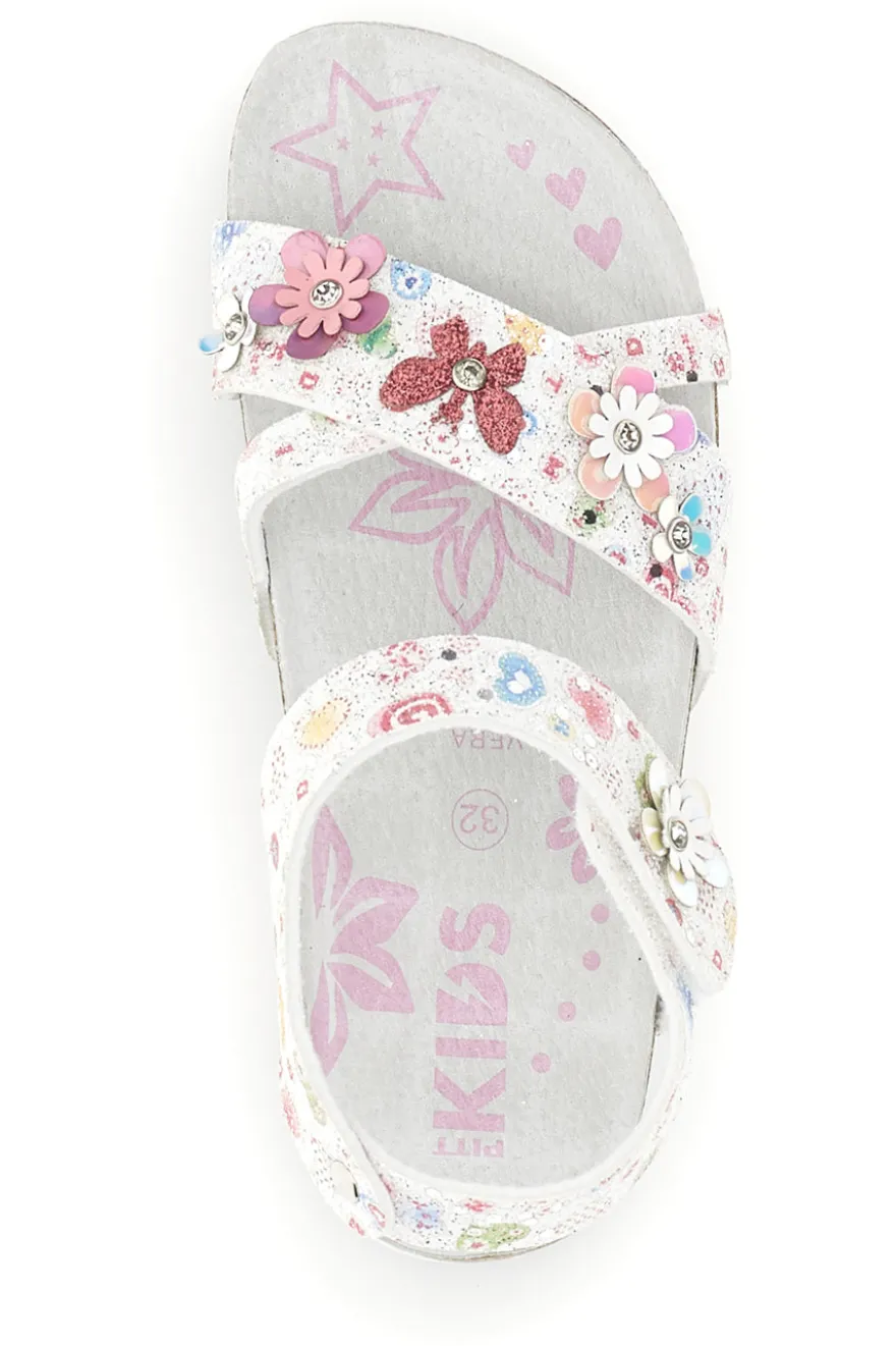 Sandali Bianchi con Stampa Floreale Pitt kids 14407
