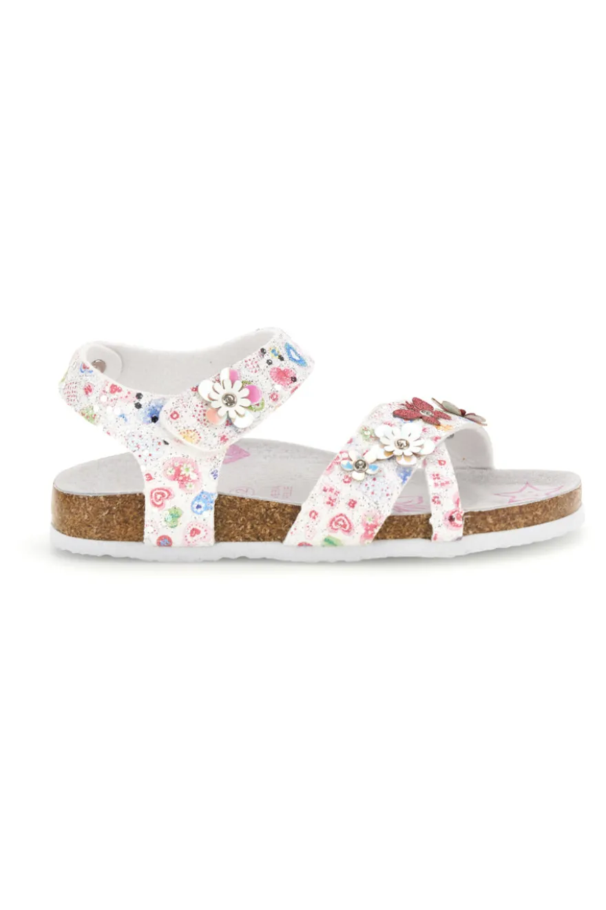Sandali Bianchi con Stampa Floreale Pitt kids 14407
