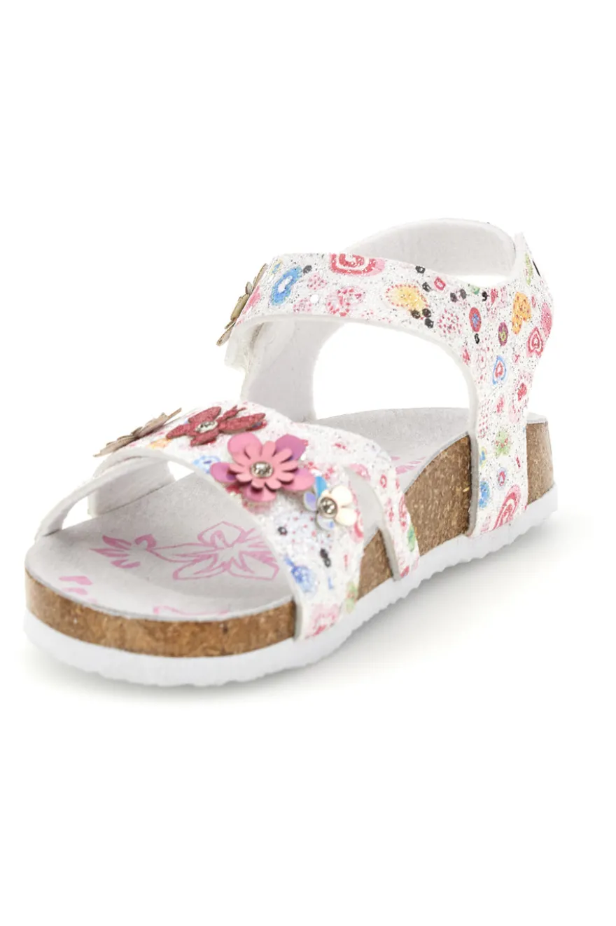 Sandali Bianchi con Stampa Floreale Pitt kids 14407