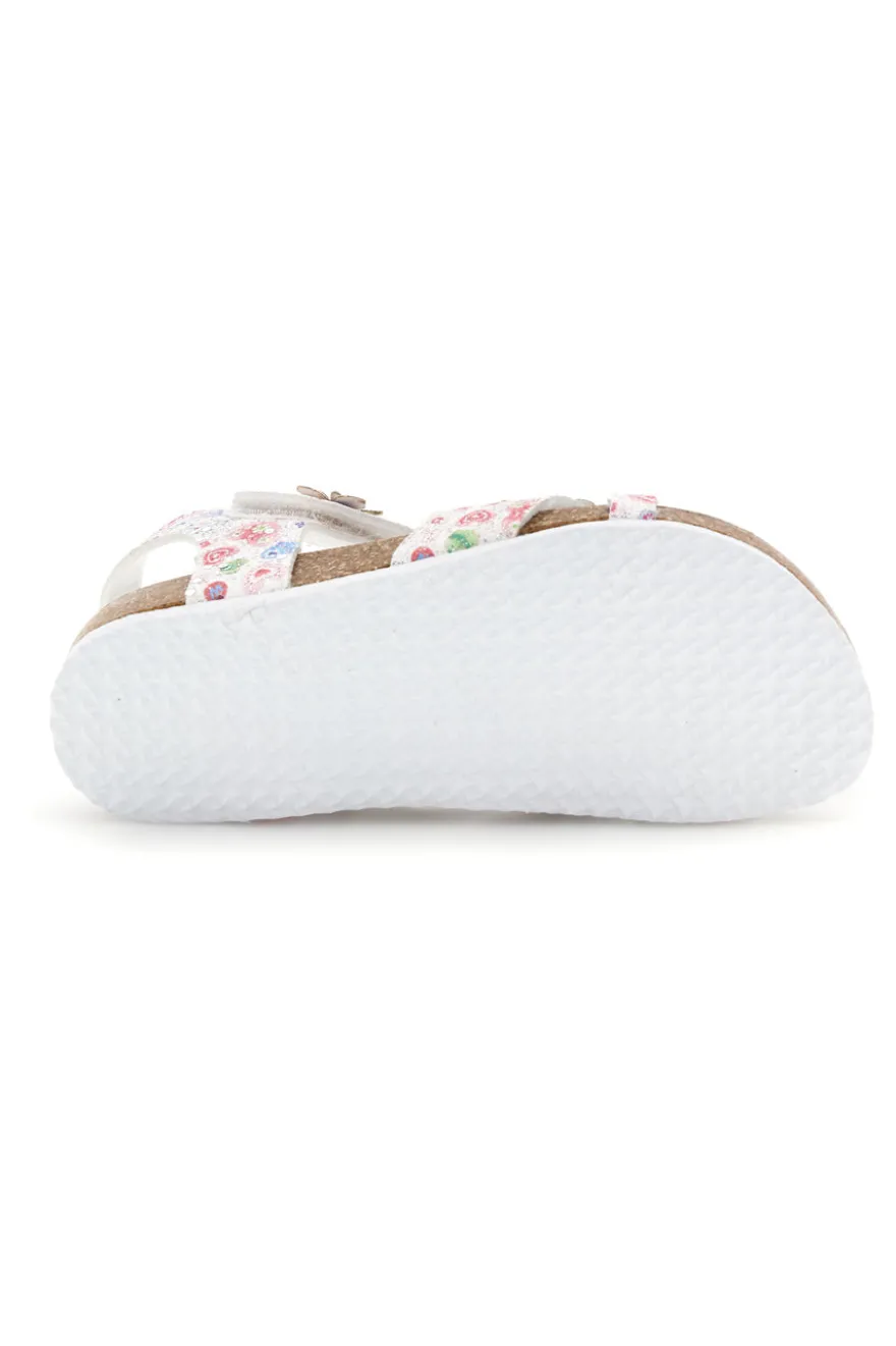 Sandali Bianchi con Stampa Floreale Pitt kids 14407