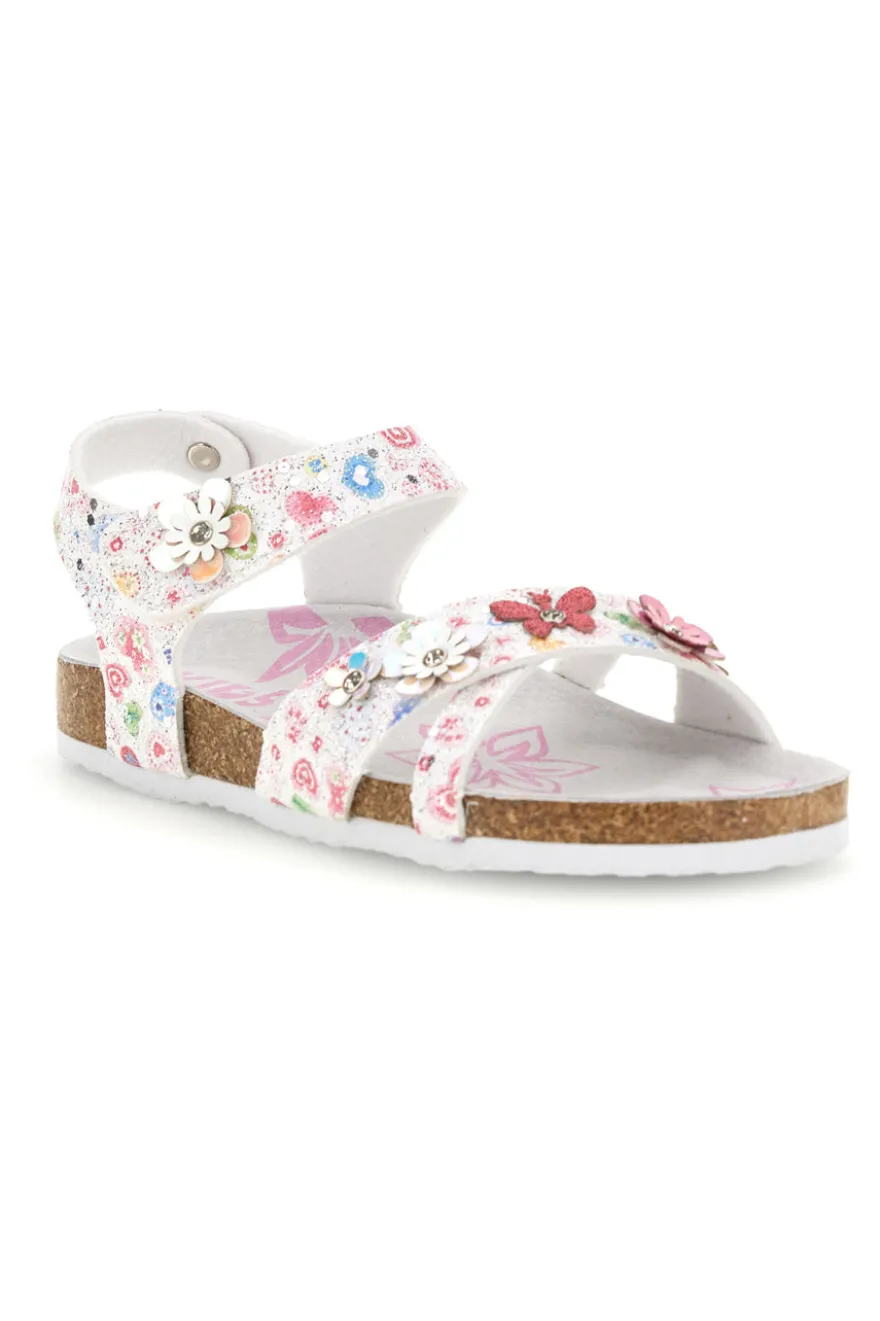 Sandali Bianchi con Stampa Floreale Pitt kids 14407