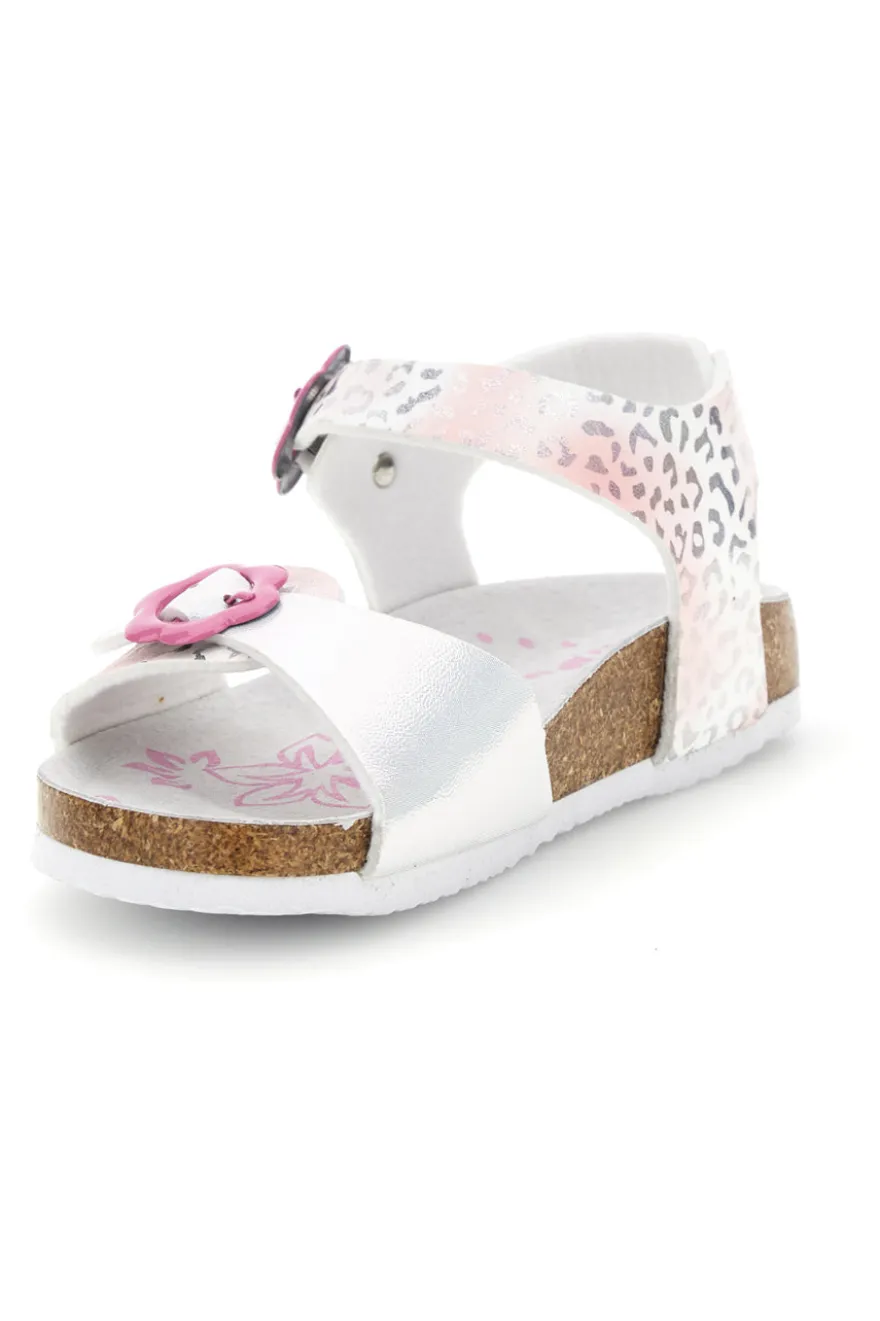 Sandali Bianchi con Stampa Animalier Pitt kids 14610