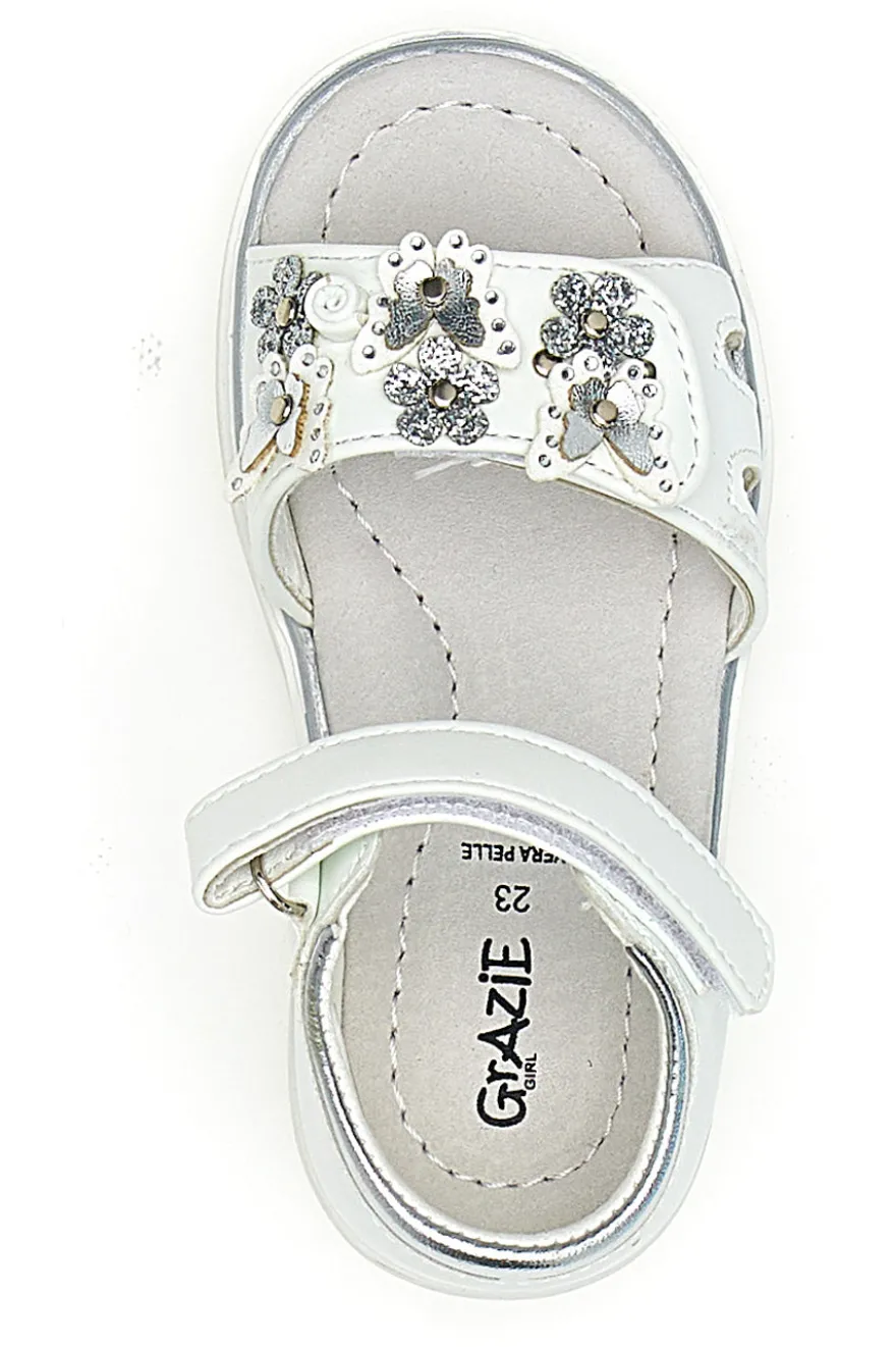 Sandali Bianchi Con Strappo in Velcro Grazie 200C355