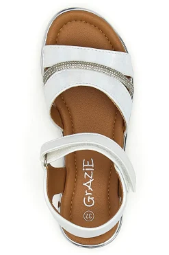 Sandali Bianchi Con Strappo in Velcro Grazie 15025
