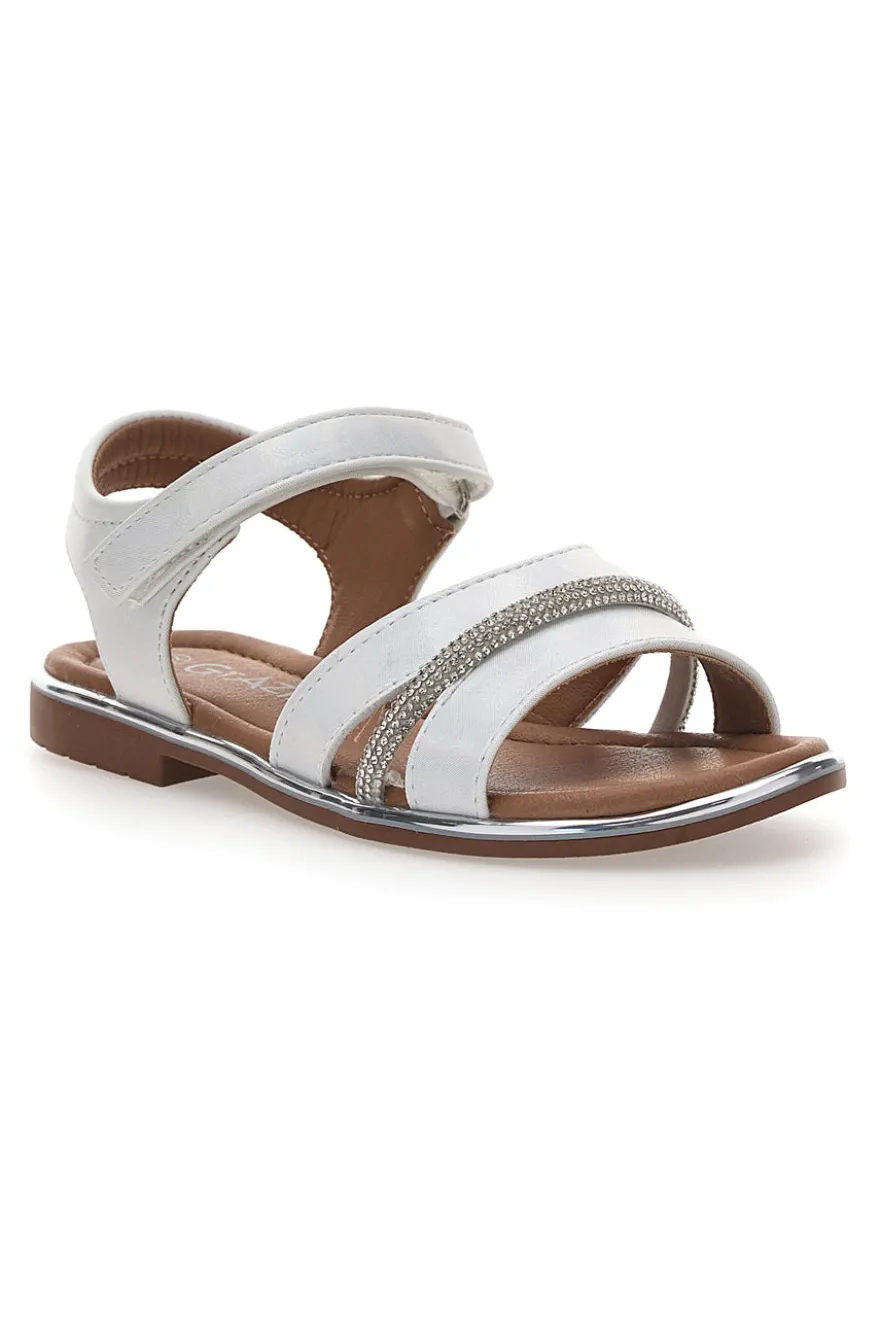 Sandali Bianchi Con Strappo in Velcro Grazie 15025