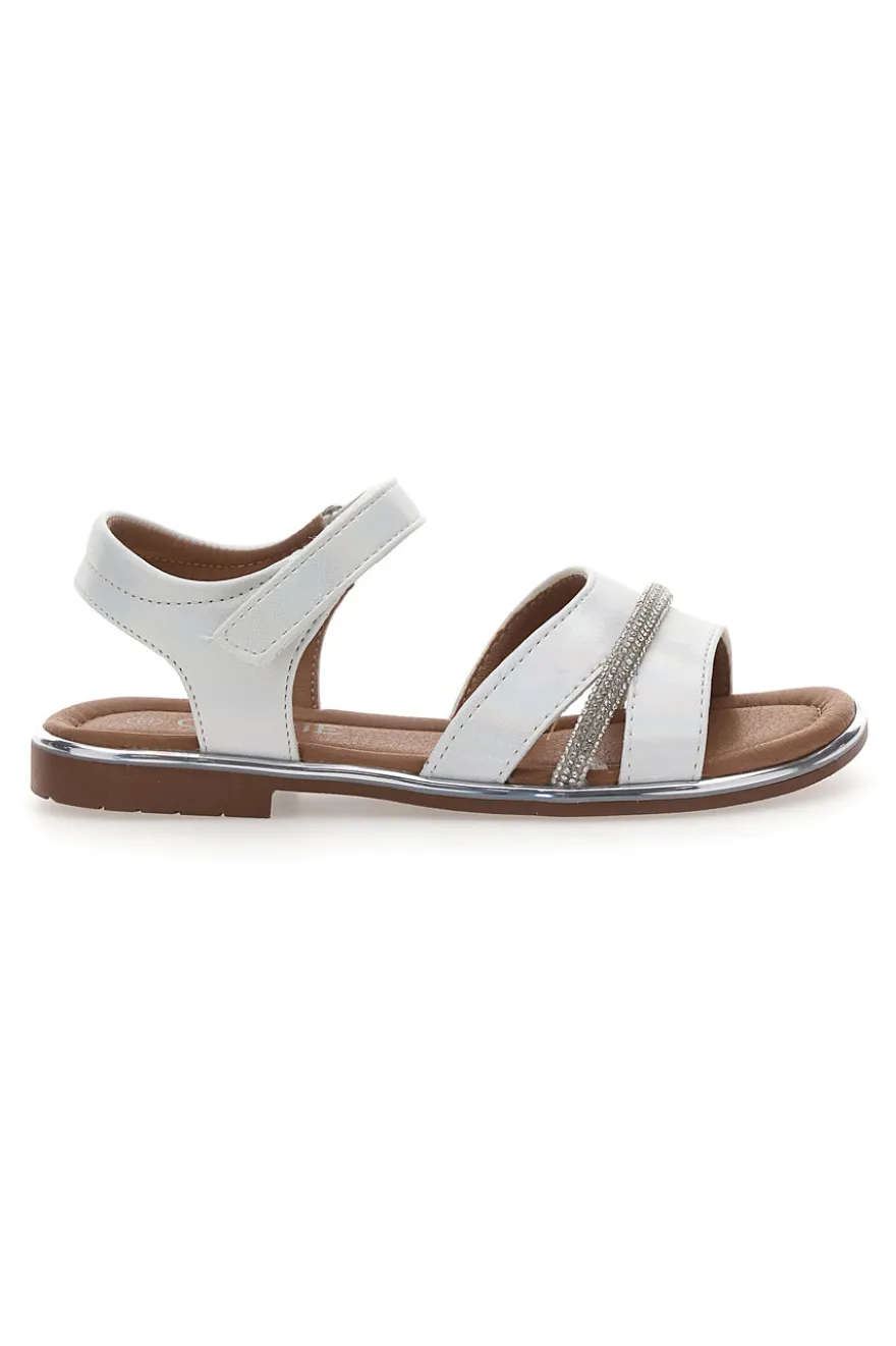 Sandali Bianchi Con Strappo in Velcro Grazie 15025