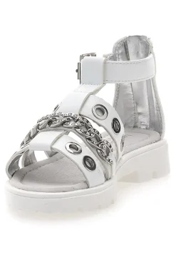 Sandali bianchi con strass e borchie silver Laura Biagiotti AG1728616312