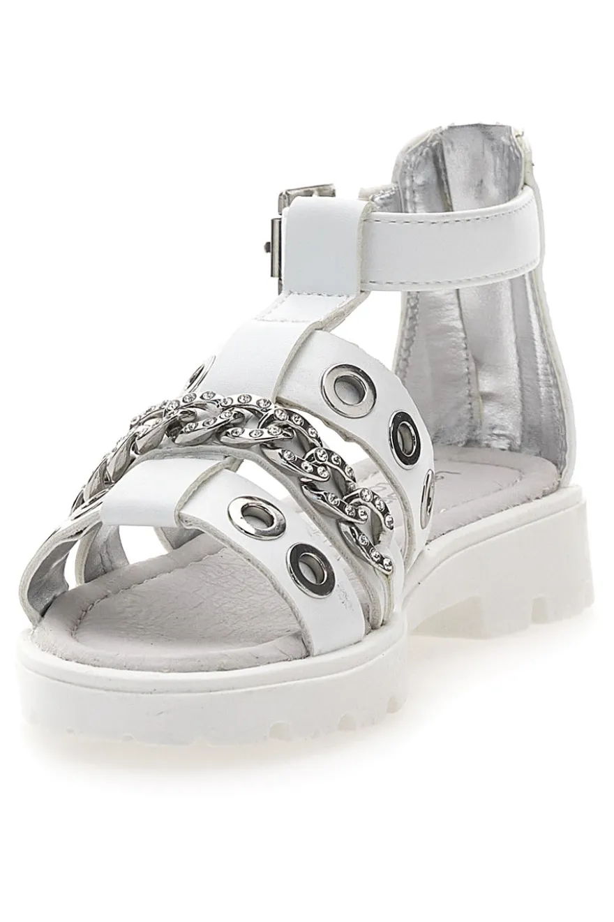 Sandali bianchi con strass e borchie silver Laura Biagiotti AG1728616312