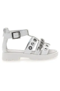 Sandali bianchi con strass e borchie silver Laura Biagiotti AG1728616312