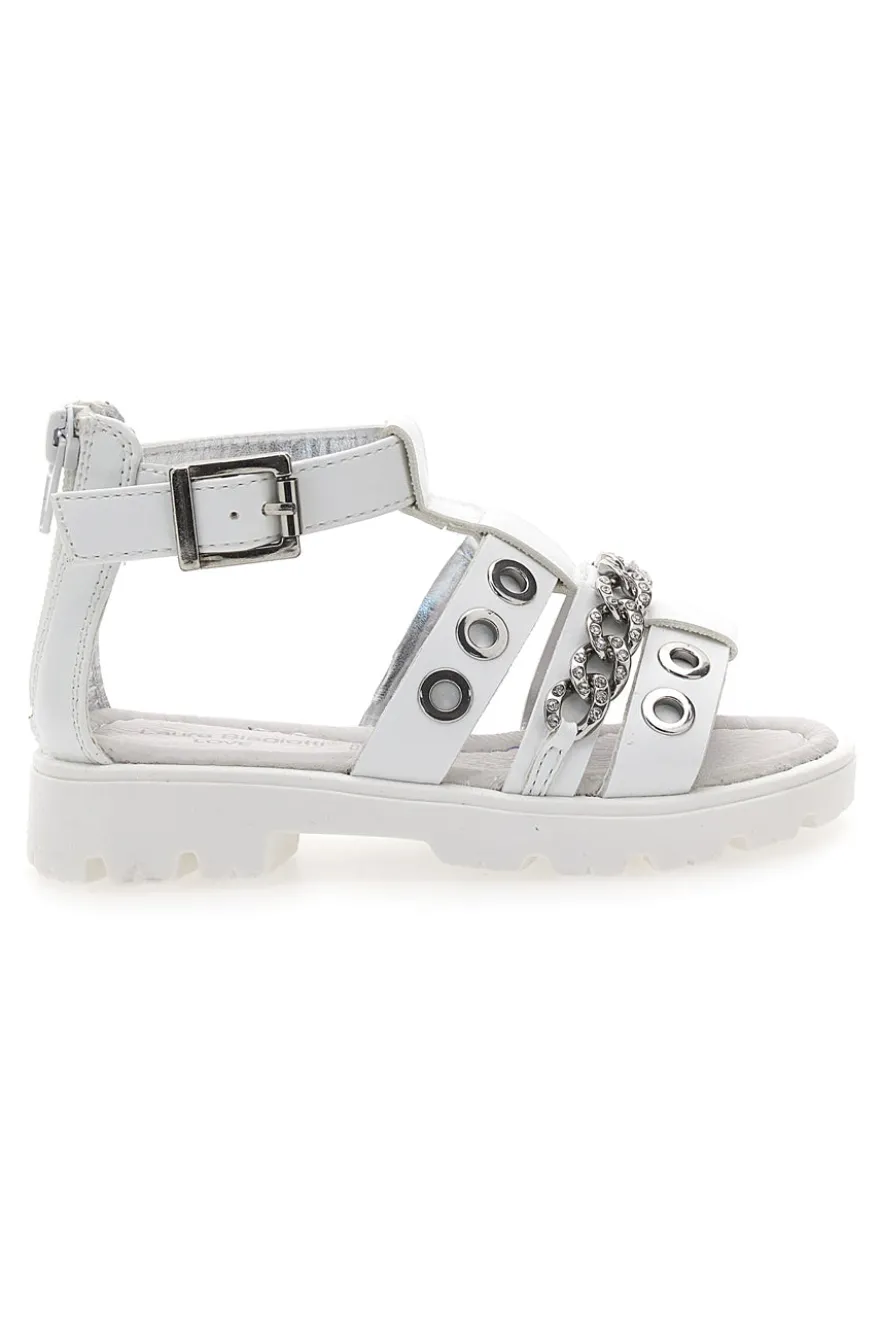 Sandali bianchi con strass e borchie silver Laura Biagiotti AG1728616312