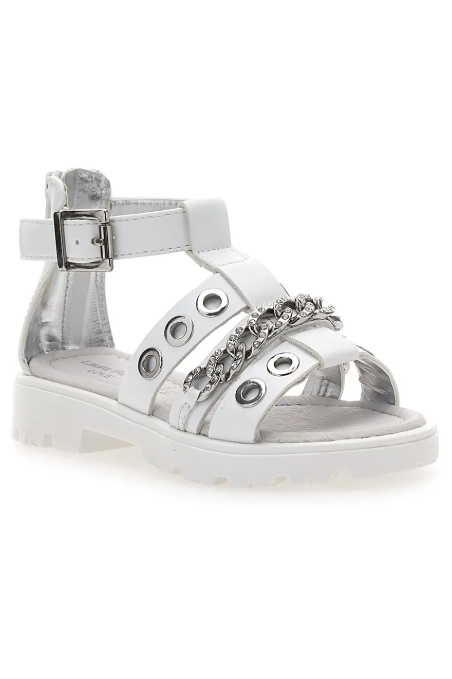 Sandali bianchi con strass e borchie silver Laura Biagiotti AG1728616312