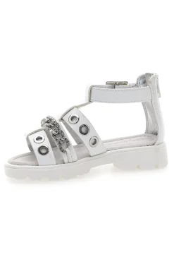 Sandali bianchi con strass e borchie silver Laura Biagiotti AG1728616312