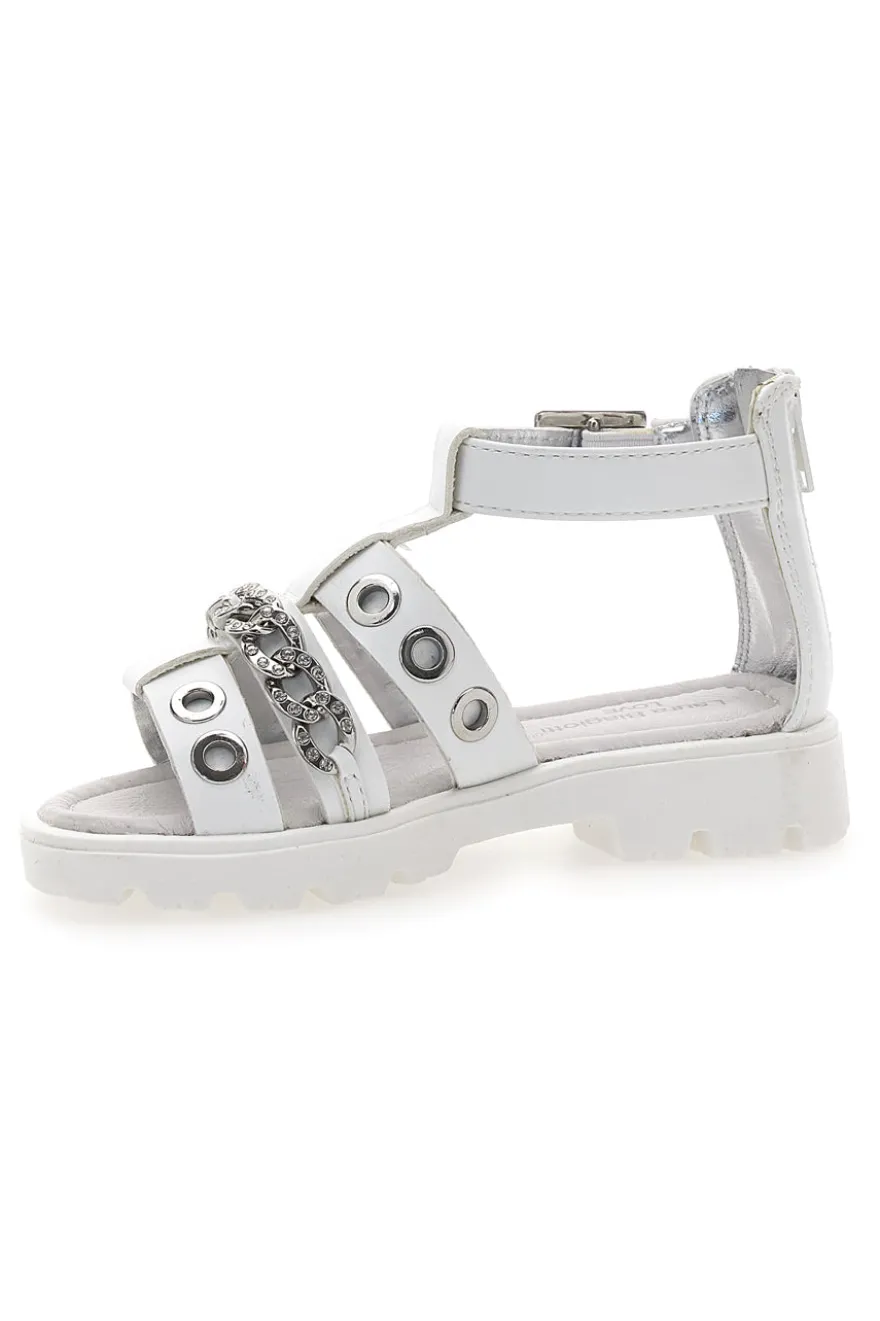 Sandali bianchi con strass e borchie silver Laura Biagiotti AG1728616312
