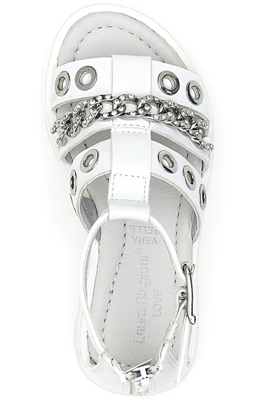 Sandali bianchi con strass e borchie silver Laura Biagiotti AG1728616312
