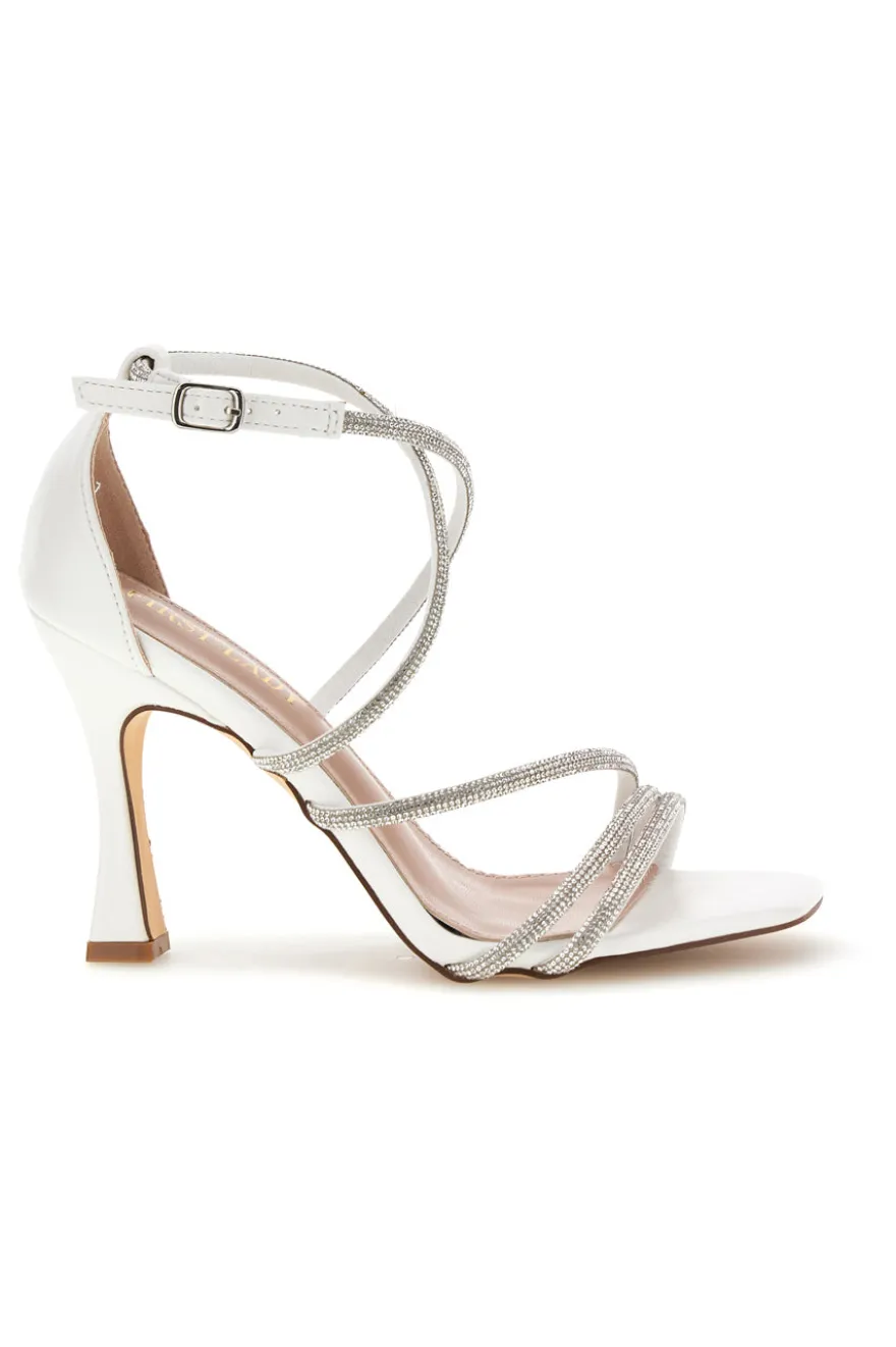 Sandali bianchi con strass First lady P692