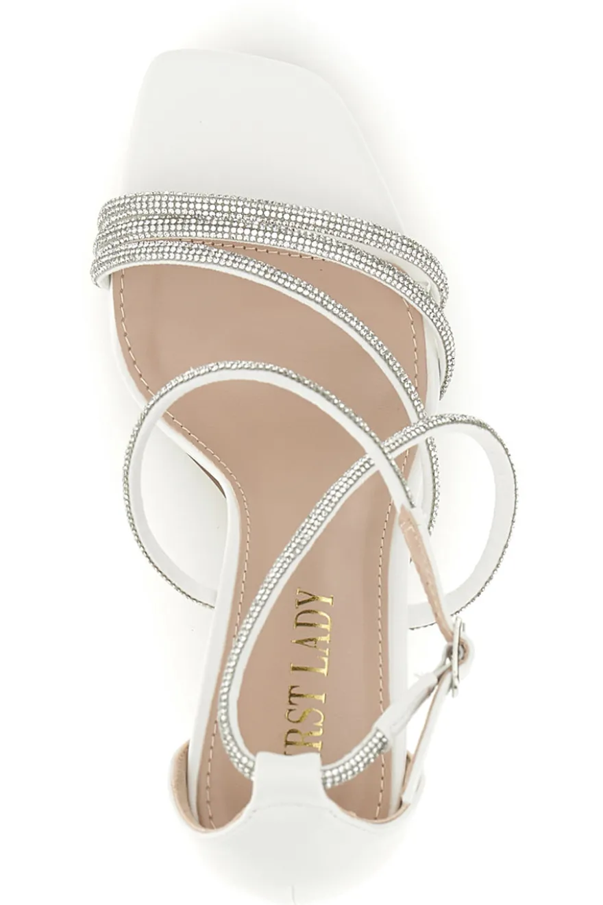 Sandali bianchi con strass First lady P692