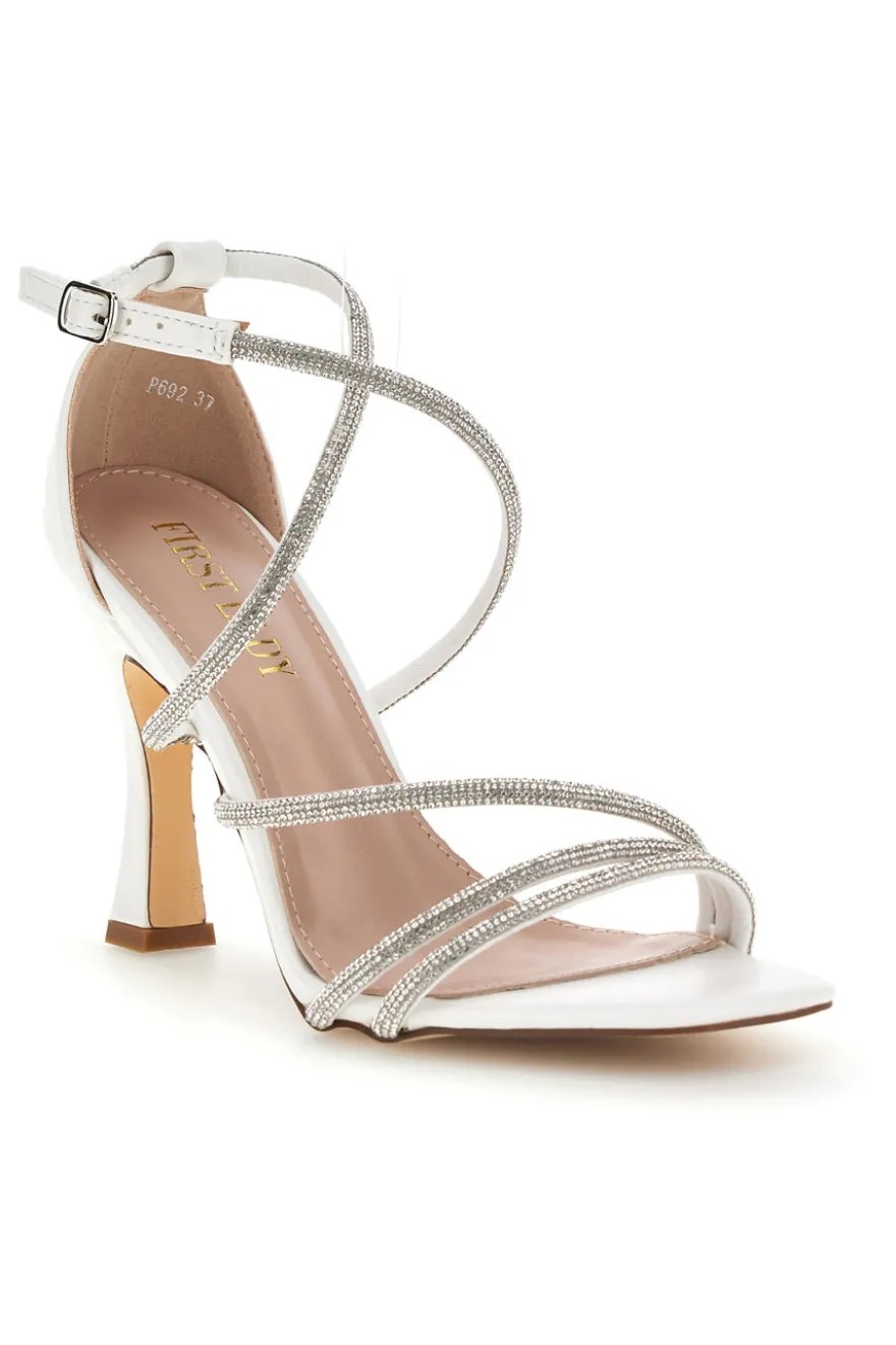 Sandali bianchi con strass First lady P692